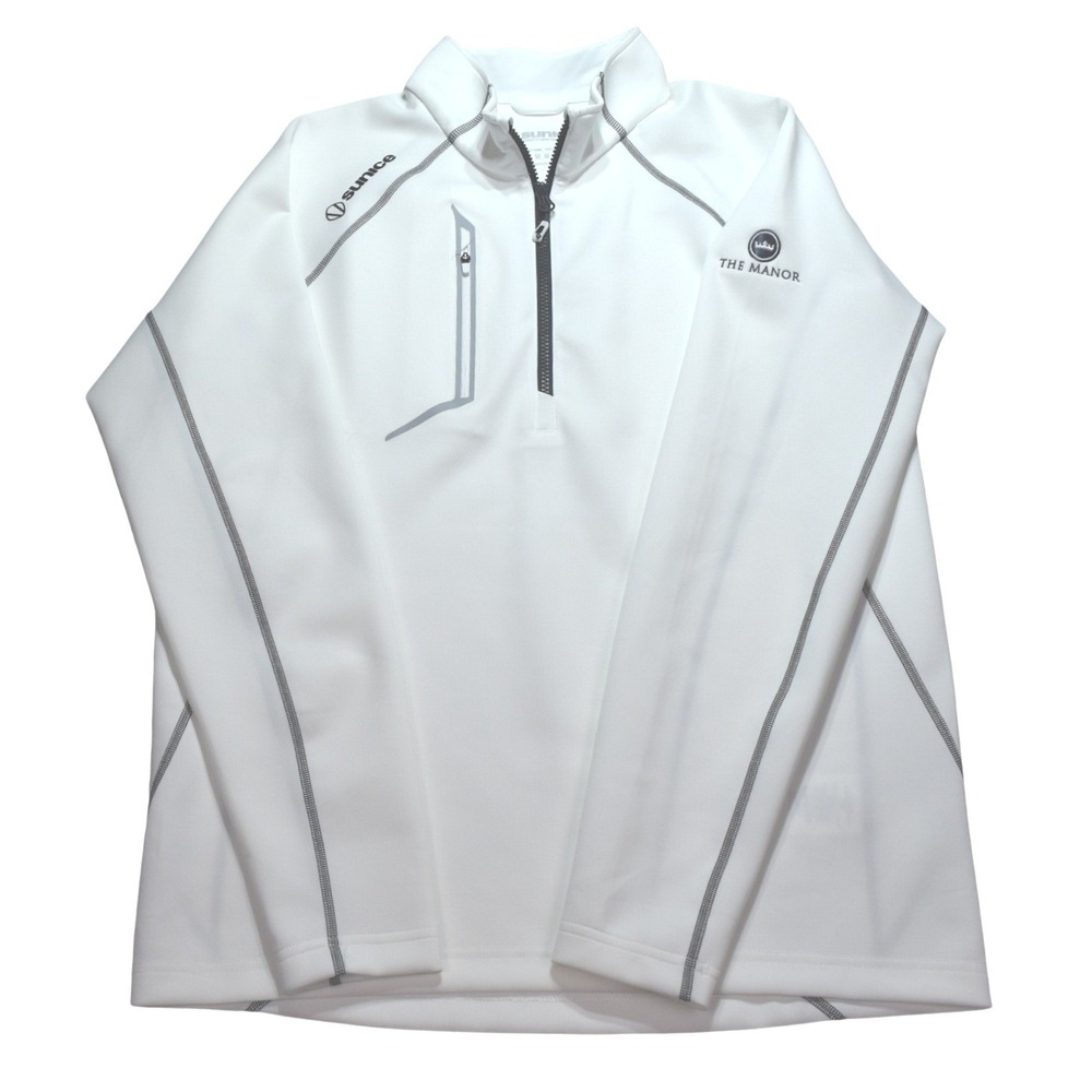 Sunice Mens White 1/4 Zip Golf Pullover The Manor Golf Club S77018 Size M